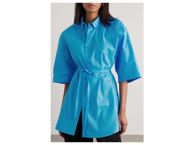 Autre Marque The Frankie Shop Camicia in cotone oversize Blu - vista 6