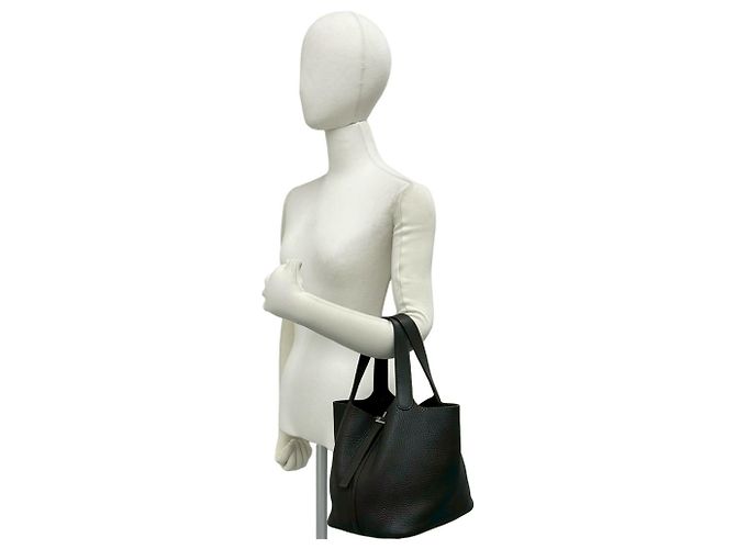Hermès Borsa Hermes Picotin MM in pelle Taurillon Clemence Marrone - vista 2