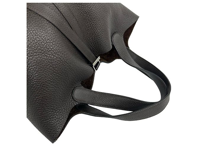 Hermès Borsa Hermes Picotin MM in pelle Taurillon Clemence Marrone - vista 4