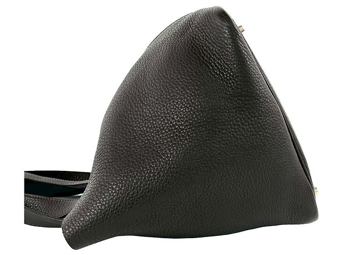 Hermès Borsa Hermes Picotin MM in pelle Taurillon Clemence Marrone - vista 5