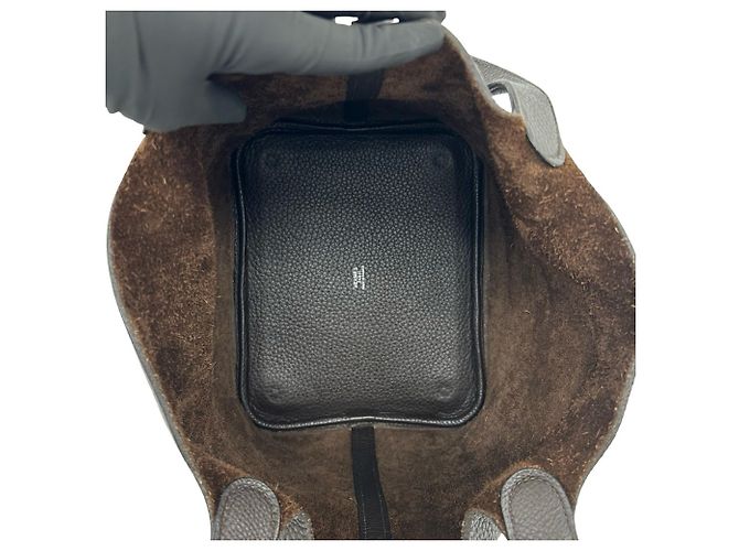 Hermès Borsa Hermes Picotin MM in pelle Taurillon Clemence Marrone - vista 9