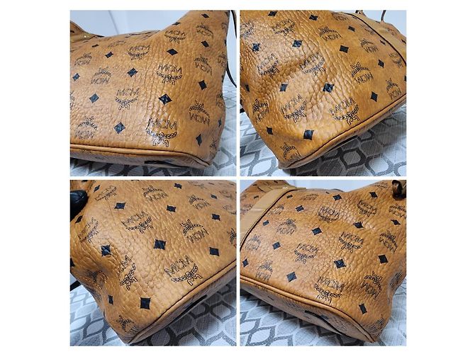 MCM Visetos Medium Liz Reversible Shopper Tote Cognac Marrone - vista 10