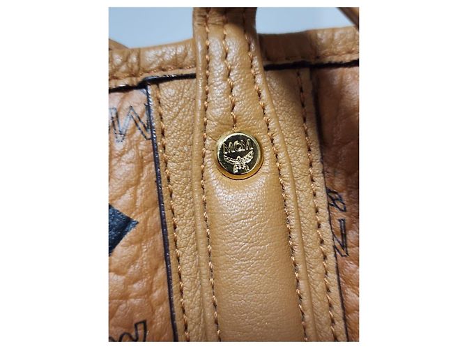 MCM Visetos Medium Liz Reversible Shopper Tote Cognac Marrone - vista 6