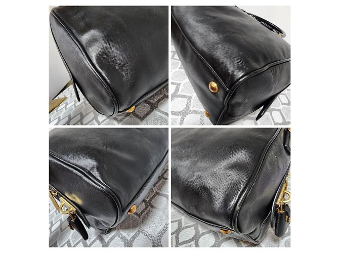 Bolso Bowler Convertible de Cuero Saffiano Prada Negro - vista 10