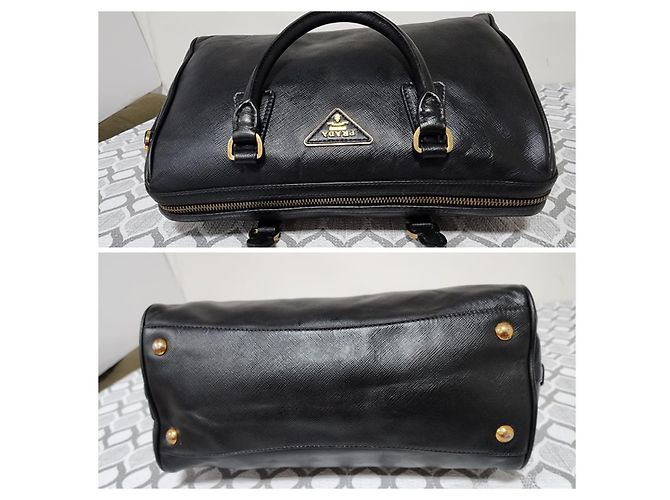 Bolso Bowler Convertible de Cuero Saffiano Prada Negro - vista 4
