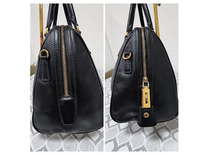 Bolso Bowler Convertible de Cuero Saffiano Prada Negro - vista 5