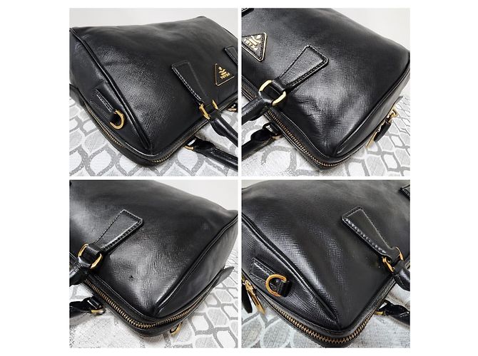 Bolso Bowler Convertible de Cuero Saffiano Prada Negro - vista 8