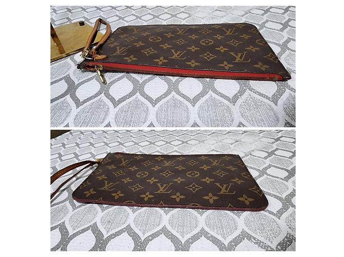 LOUIS VUITTON Monogram Neverfull MM Wristlet Marrón Castaño - vista 4