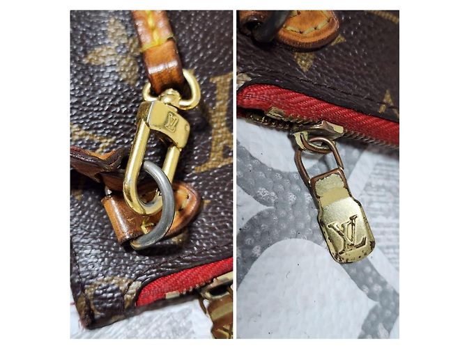 LOUIS VUITTON Monogram Neverfull MM Wristlet Marrón Castaño - vista 7