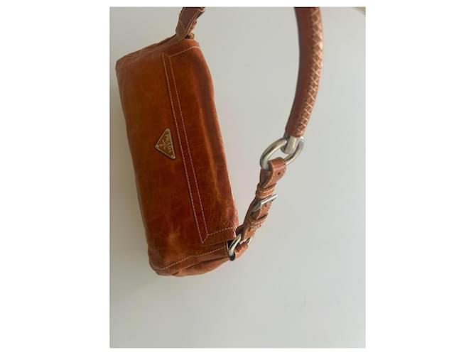 Borsa a mano Prada in pelle marrone - vista 4