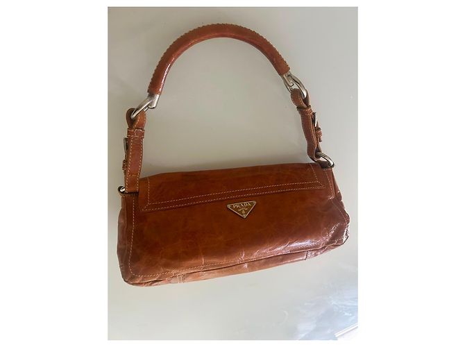 Borsa a mano Prada in pelle marrone - vista 6