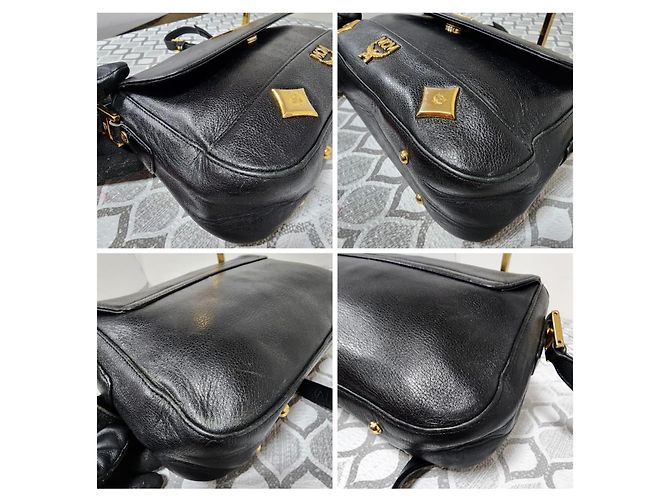 MCM Vintage Leather Studded Umhängetasche/Schultertasche Schwarz - Ansicht 10