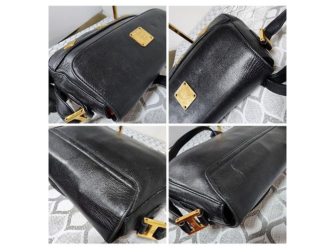 MCM Vintage Leather Studded Umhängetasche/Schultertasche Schwarz - Ansicht 11