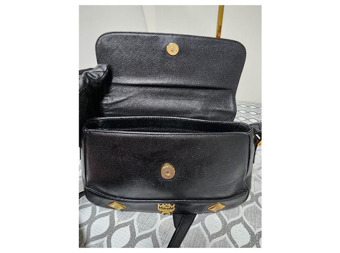 MCM Vintage Leather Studded Umhängetasche/Schultertasche Schwarz - Ansicht 12
