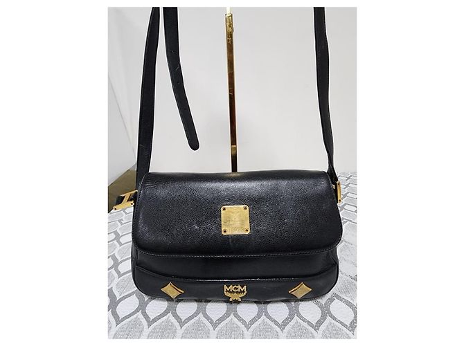 MCM Vintage Leather Studded Umhängetasche/Schultertasche Schwarz - Ansicht 4