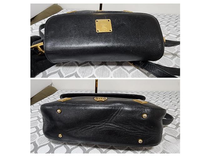 MCM Vintage Leather Studded Umhängetasche/Schultertasche Schwarz - Ansicht 7