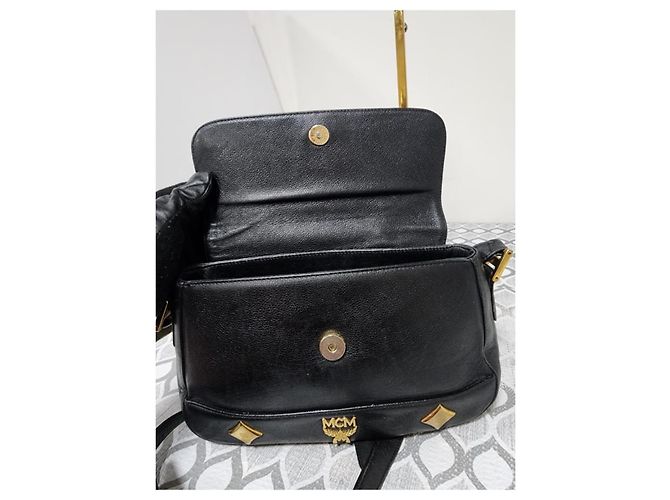 MCM Vintage Leather Studded Umhängetasche/Schultertasche Schwarz - Ansicht 8