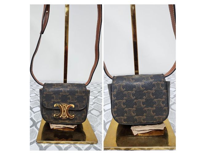 Céline Borsa a tracolla mini Claude Triomphe di Celine in marrone Monogramma - vista 4