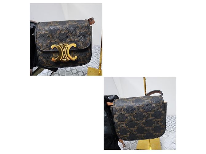 Céline Borsa a tracolla mini Claude Triomphe di Celine in marrone Monogramma - vista 5