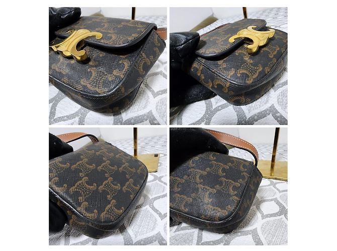 Céline Borsa a tracolla mini Claude Triomphe di Celine in marrone Monogramma - vista 6