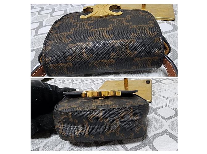 Céline Borsa a tracolla mini Claude Triomphe di Celine in marrone Monogramma - vista 8