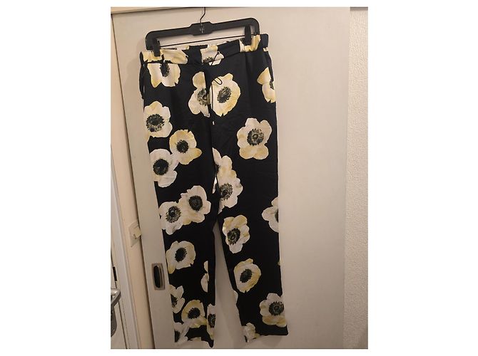 Hugo Boss Hose mit Blumenmuster Schwarz Weiß Gelb - Ansicht 3