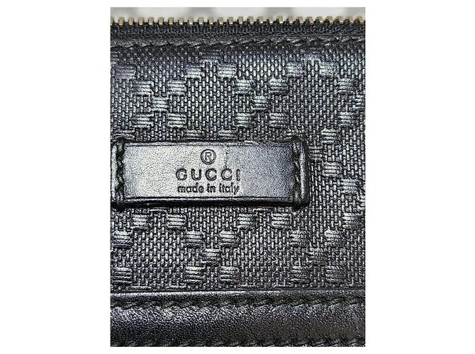 GUCCI Bolsa Messenger Plana Média Guccissima Signature Preta Preto - vista 10