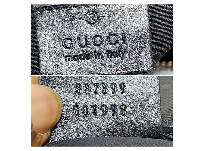 GUCCI Bolsa Messenger Plana Média Guccissima Signature Preta Preto - vista 2
