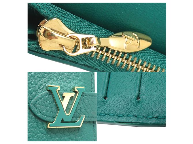 Louis Vuitton Damengeldbeutel Bi-fold aus grünem Taurillon-Leder - Ansicht 9