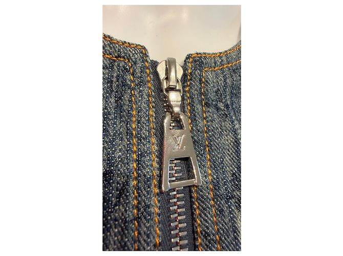 Louis Vuitton Monogram Denim Kleid mit Ledergürtel Blau Monogramm - Ansicht 3