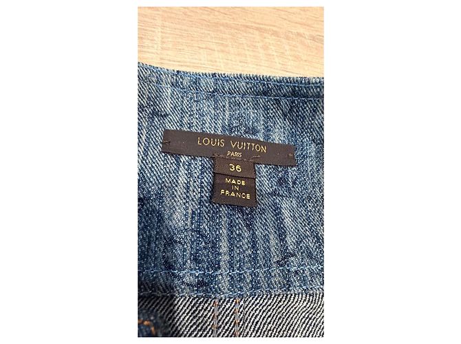 Louis Vuitton Monogram Denim Kleid mit Ledergürtel Blau Monogramm - Ansicht 5