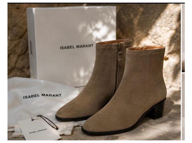 Bottines en daim Isabel Marant Marron - vue 3