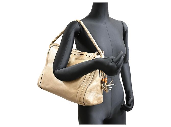 Borsa a tracolla in pelle Bella Gucci D'oro - vista 9
