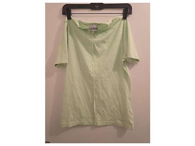 Camiseta Ganni de algodón verde - vista 3