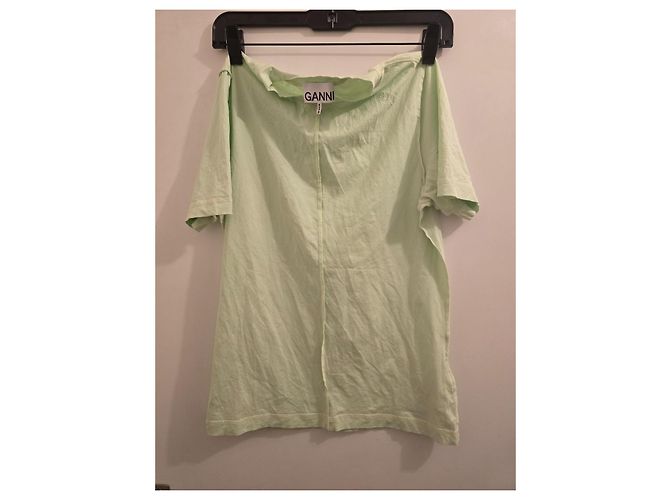 Camiseta Ganni de algodón verde - vista 4