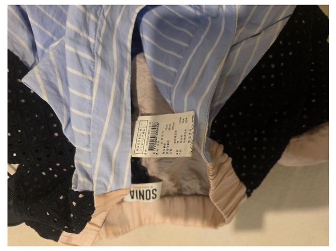 Sonia Rykiel Shorts de algodão com riscas azuis e brancas Preto Rosa Branco Azul - vista 3