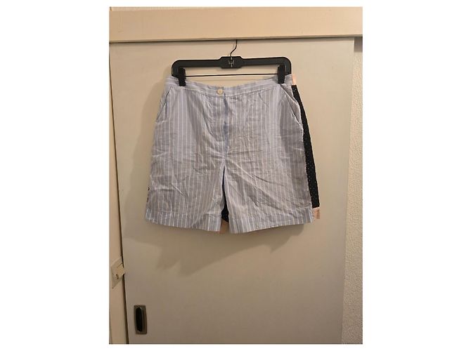 Sonia Rykiel Shorts de algodão com riscas azuis e brancas Preto Rosa Branco Azul - vista 4