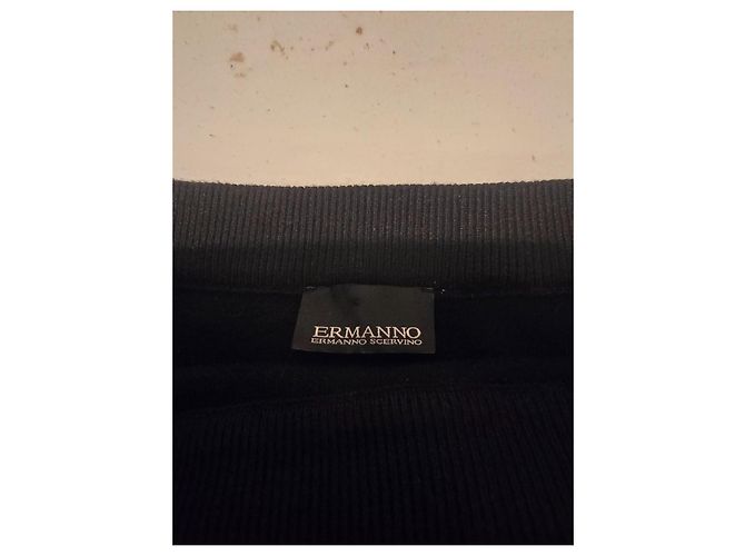 Ermanno Scervino Saia lápis preta com riscas laterais Preto - vista 2
