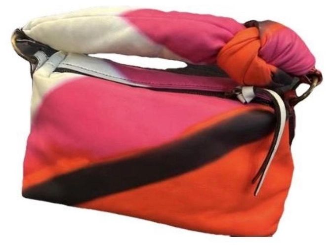 Dries Van Noten Mehrfarbige Leder-Schultertasche Schwarz Pink Weiß Orange - Ansicht 2