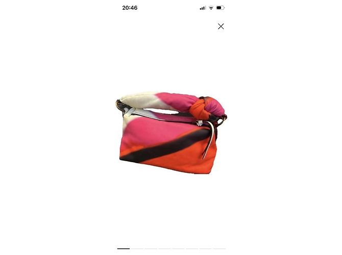 Dries Van Noten Mehrfarbige Leder-Schultertasche Schwarz Pink Weiß Orange - Ansicht 3