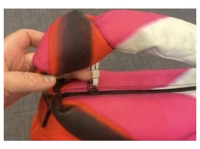 Dries Van Noten Mehrfarbige Leder-Schultertasche Schwarz Pink Weiß Orange - Ansicht 7