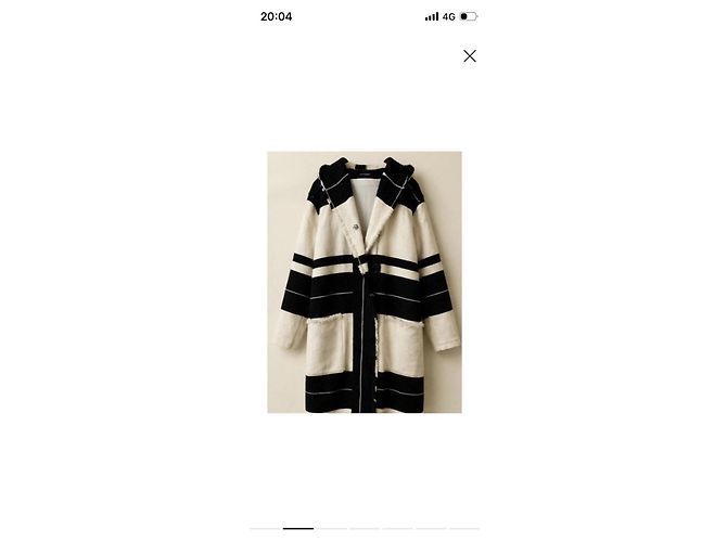 Abrigo de mezcla de lana a rayas Isabel Marant Negro Blanco - vista 2