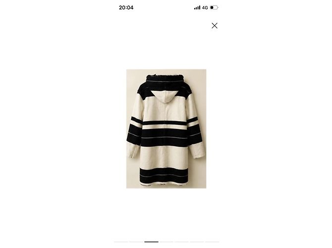 Abrigo de mezcla de lana a rayas Isabel Marant Negro Blanco - vista 3
