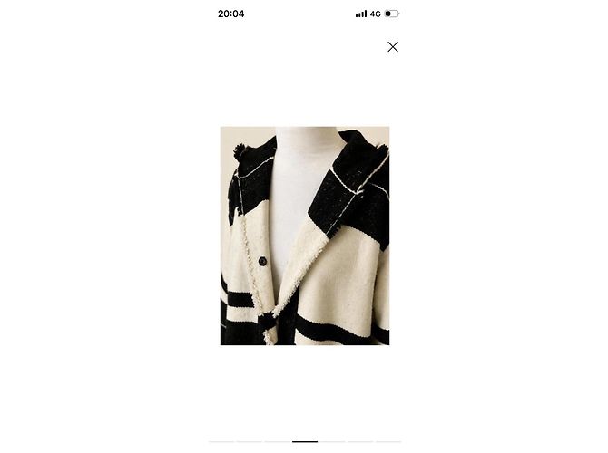 Abrigo de mezcla de lana a rayas Isabel Marant Negro Blanco - vista 4