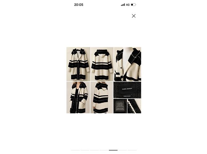 Abrigo de mezcla de lana a rayas Isabel Marant Negro Blanco - vista 5
