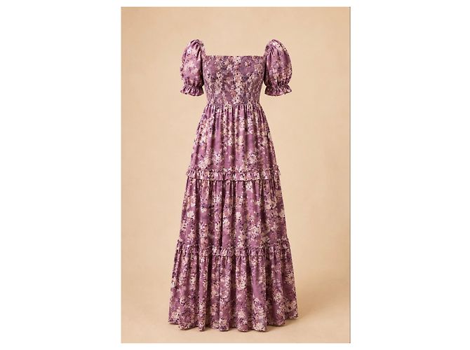 Autre Marque Caroline Constas Maxikleid mit Blumenprint Pink Weiß Lila - Ansicht 2