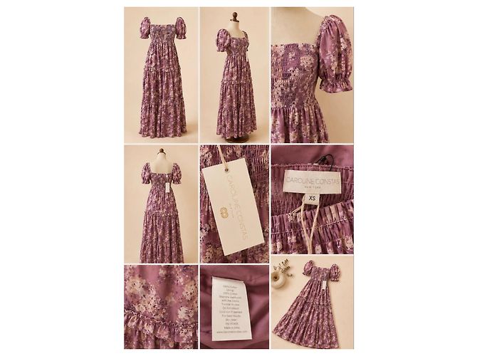 Autre Marque Caroline Constas Maxikleid mit Blumenprint Pink Weiß Lila - Ansicht 4