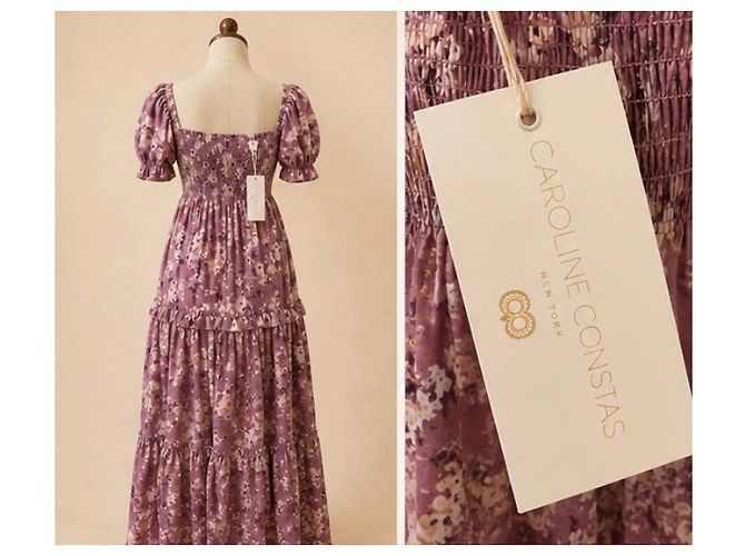 Autre Marque Caroline Constas Maxikleid mit Blumenprint Pink Weiß Lila - Ansicht 5
