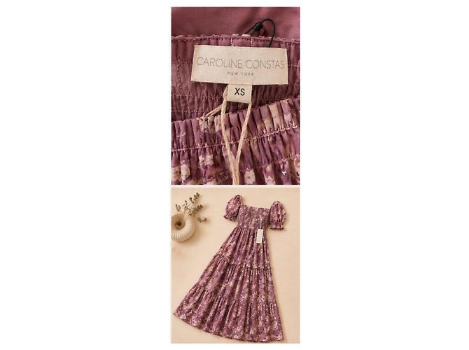 Autre Marque Caroline Constas Maxikleid mit Blumenprint Pink Weiß Lila - Ansicht 6