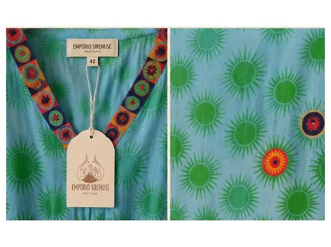 Autre Marque Emporio Sireneuse Langes Caftan-Kleid Blau Grün - Ansicht 4